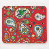 Retro Red Paisley Print Thick Computer Mousepad マウスパッド (正面)