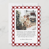 Retro Red Pink Checkered Santa Claus Christmas  シーズンカード (裏面)
