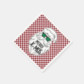 Retro Red Pink Checkered Santa Claus Christmas  スタンダードカクテルナプキン (角)