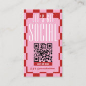 Retro Red & Pink Social Media Scannable QR Code 名刺 (正面)