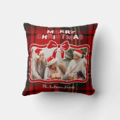 Retro Red Plaid Whimsical Christmas  クッション (裏面)