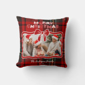 Retro Red Plaid Whimsical Christmas  クッション (正面)