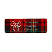 Retro Red Plaid Whimsical Christmas  ラベル (正面)