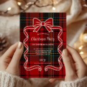 Retro Red Plaid Whimsical Christmas  招待状