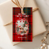 Retro Red Plaid Whimsical Holiday  ギフトタグ