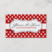 Retro Red Polka Dot Cleaner Cleaning Lady Service 名刺 (裏面)