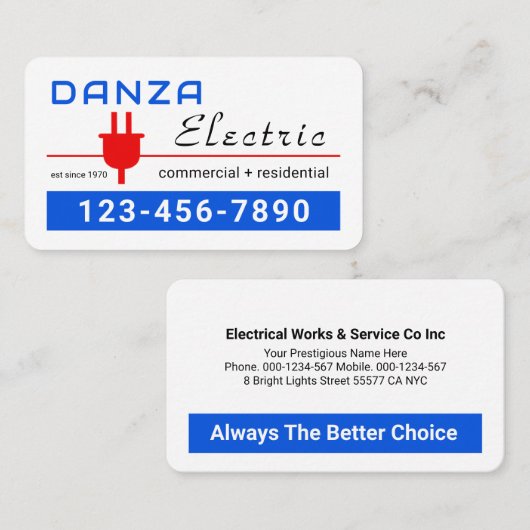 Retro Red Power Plug Electric 名刺 (正面/裏面)