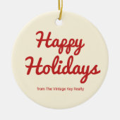 Retro Red Real Estate Logo Ornament セラミックオーナメント (正面)