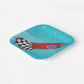 Retro Red Rocket Ship in Space Galactic ペーパープレート (傾斜あり)