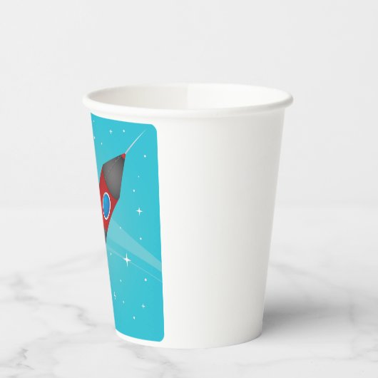 Retro Red Rocket Ship in Space Galactic 紙コップ (左)