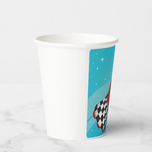 Retro Red Rocket Ship in Space Galactic 紙コップ (右)