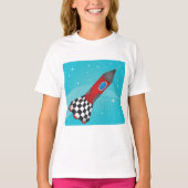 Retro Red Rocket Ship in Space Galactic Tシャツ (正面)