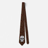 retro red roses  sugar skull neck tie ネクタイ (正面)