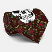 retro red roses  sugar skull neck tie ネクタイ (ロール)