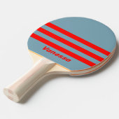 Retro Red Sea Three Across Striping with Name 卓球ラケット (正面アングル)