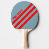 Retro Red Sea Three Angled Striping with Name 卓球ラケット (裏面)