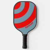 Retro Red Sea Three Circle Stripe with Name ピックルボールラケット (裏面)