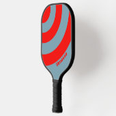 Retro Red Sea Three Circle Stripe with Name ピックルボールラケット (左)