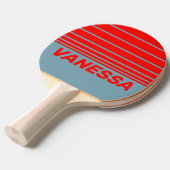 Retro Red Sea Three Horizon Striping with Name 卓球ラケット (正面アングル)