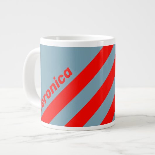 Retro Red Sea Three Stripes with Name ジャンボコーヒーマグカップ (正面左)