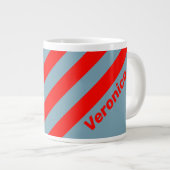 Retro Red Sea Three Stripes with Name ジャンボコーヒーマグカップ (正面右)