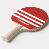 Retro Red Three Across Striping with Name 卓球ラケット (正面アングル)