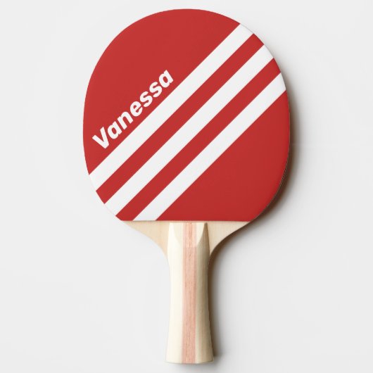 Retro Red Three Angled Striping with Name 卓球ラケット (裏面)
