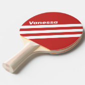 Retro Red Three Angled Striping with Name 卓球ラケット (正面アングル)