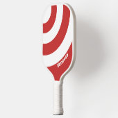 Retro Red Three Circle Stripe with Name ピックルボールラケット (左)