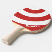 Retro Red Three Circle Stripe with Name 卓球ラケット (正面アングル)