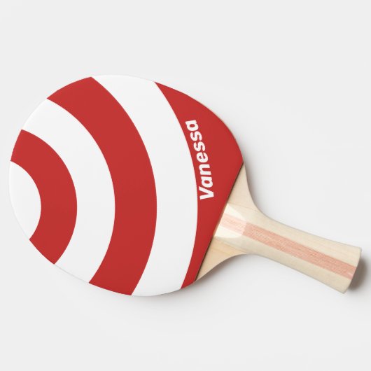 Retro Red Three Circle Stripe with Name 卓球ラケット (横)