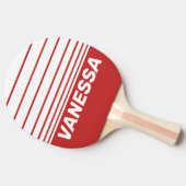 Retro Red Three Horizon Striping with Name 卓球ラケット (横)