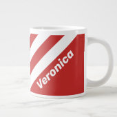 Retro Red Three Stripes with Name ジャンボコーヒーマグカップ (右)