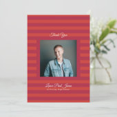 Retro Red Volcano Stripe Photo High School Grad サンキューカード (スタンド正面)
