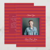 Retro Red Volcano Stripe Photo High School Grad サンキューカード (正面/裏面)