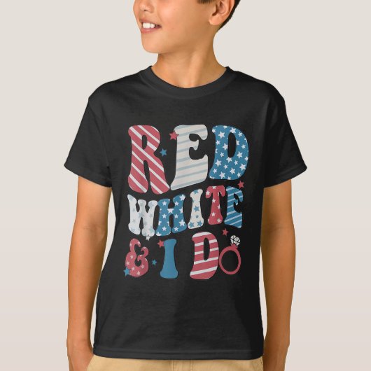Retro Red White And I Do 4th Of July Bachelorette  Tシャツ (正面)