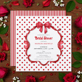 Retro Red & White Wedding Bridal Shower 招待状
