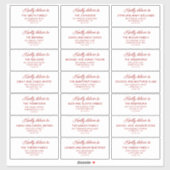 Retro Red & White Wedding Guest Address Labels シール (シート)