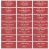 Retro Red & White Wedding Guest Address Labels シール (正面)