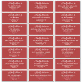 Retro Red & White Wedding Guest Address Labels シール