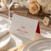 Retro Red & White Wedding Guest Name Place Card テーブルナンバー