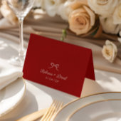 Retro Red & White Wedding Guest Name Place Card テーブルナンバー