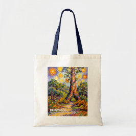 Retro Redwood Forest Colorful Wilderness Van Gogh トートバッグ