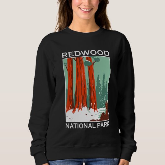 Retro Redwood National Park Outdoor Camping Souven スウェットシャツ (正面)