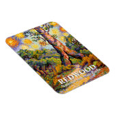 Retro Redwood National Park Vibrant Van Gogh Style マグネット (右側)