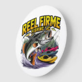 Retro "Reel Firme Fishing Inc" Bass & Kayak Wall C ラージ壁時計 (傾斜)