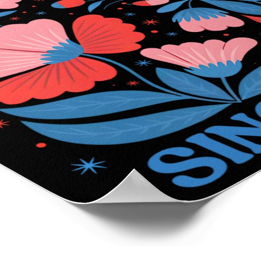 Retro Rejecting Kings Since 1776 Boho Floral Women ポスター (角)