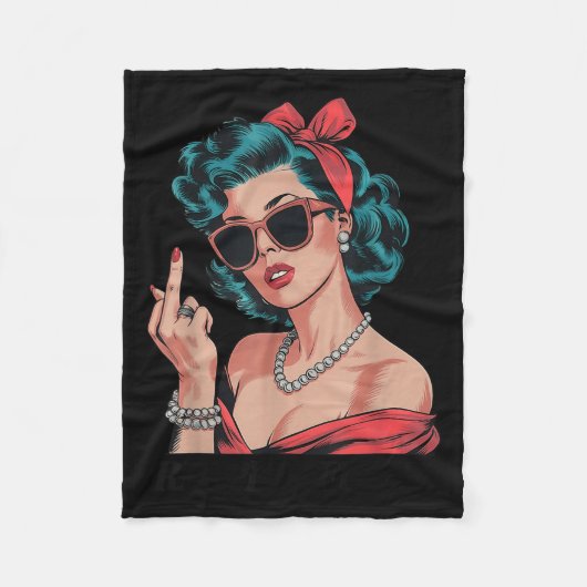 Retro Respectfully Funny N Up Girl Sy Style  フリースブランケット (正面)