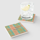Retro Revival Plaid Monogram Stone Coaster ストーンコースター (横)
