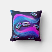 Retro Rewind: Neon Cassette Vibes クッション (正面)